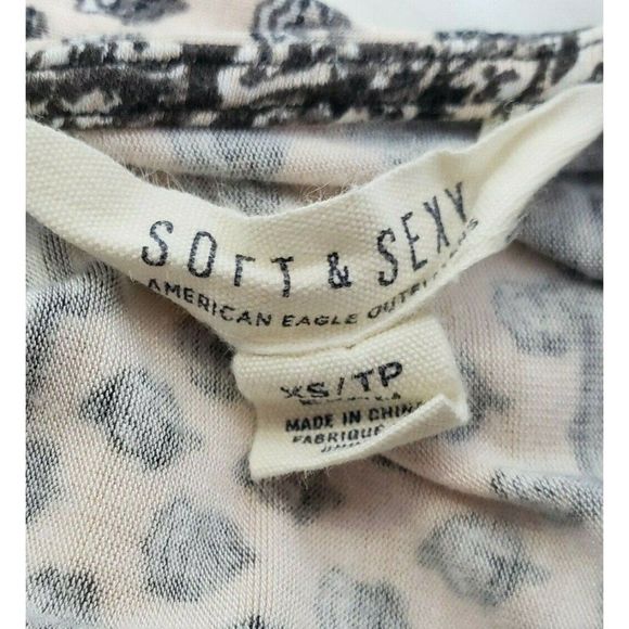 American Eagle Soft & Sexy Maxi Dress Keyhole Back Black Beige XS EUC - Picture 5 of 5